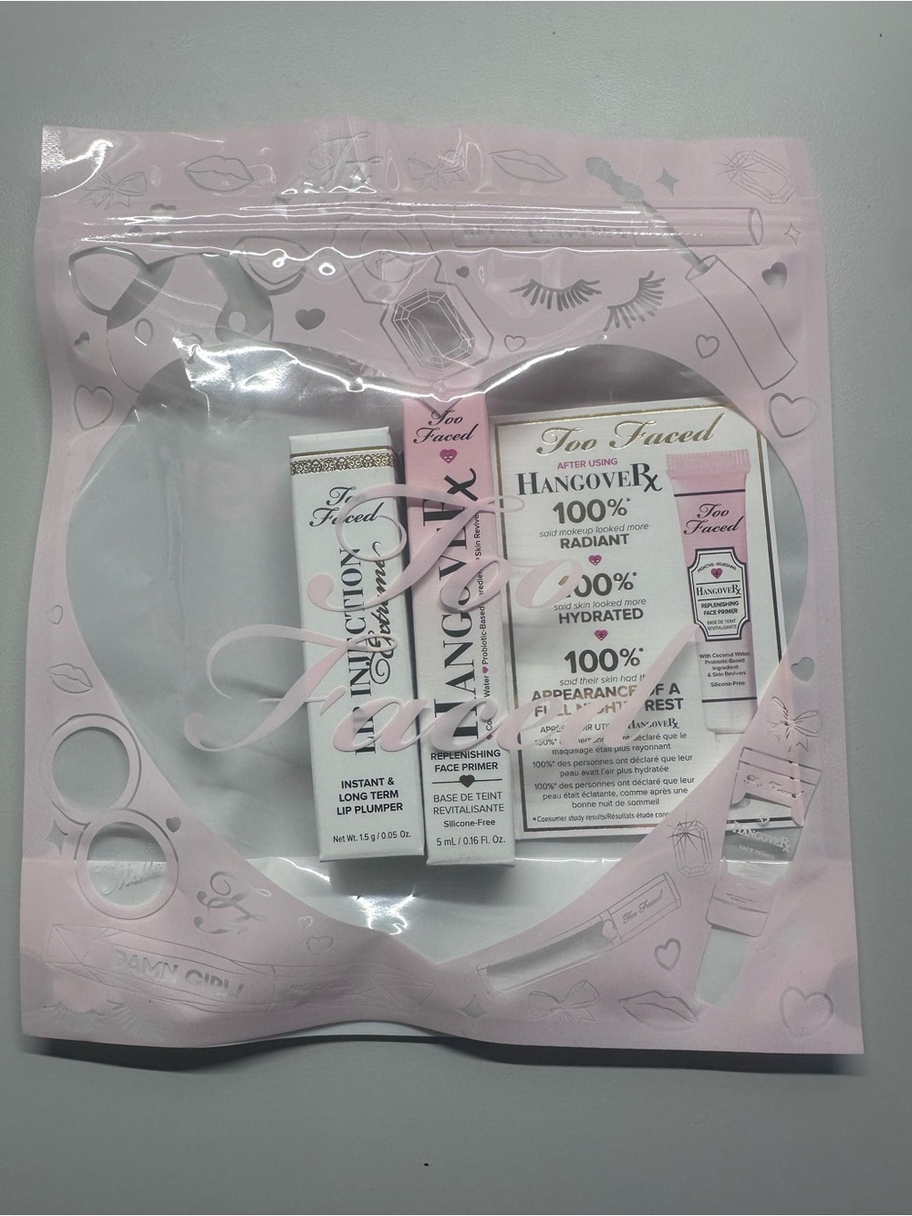 Too Faced Hangover Mini Set - Pink and White Packaging